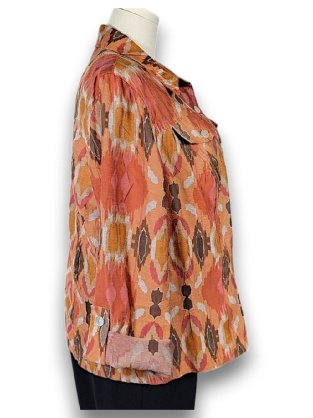Ruby Rd. Rust Print Shacket Plus Size 18W - Picture 5 of 11